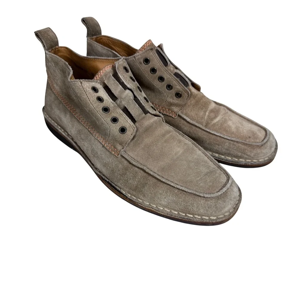 John Varvatos Chukka Boots Mens 12 Tan Suede Moc Toe Italy F088H1T53 239